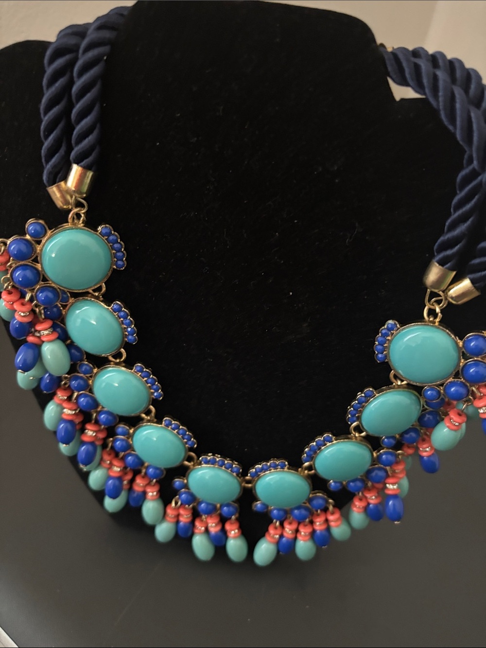 Erica Lyons Turquoise, Coral & Navy Statement Necklace